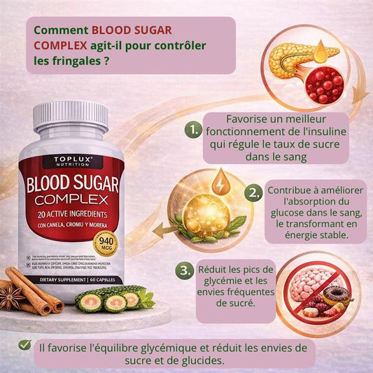 BLOOD SUGAR COMPLEX, Équilibrez votre glycémie et soutenez votre tension artérielle naturellement